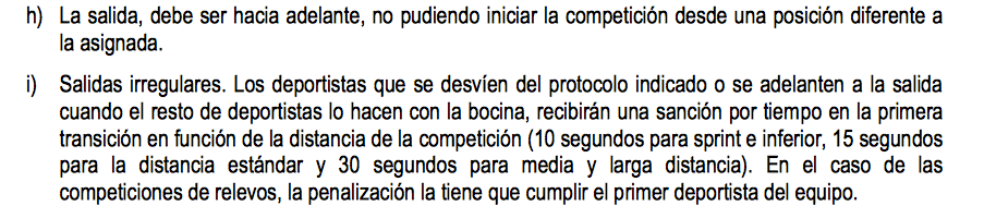 Sanción reglamento de triatlón 